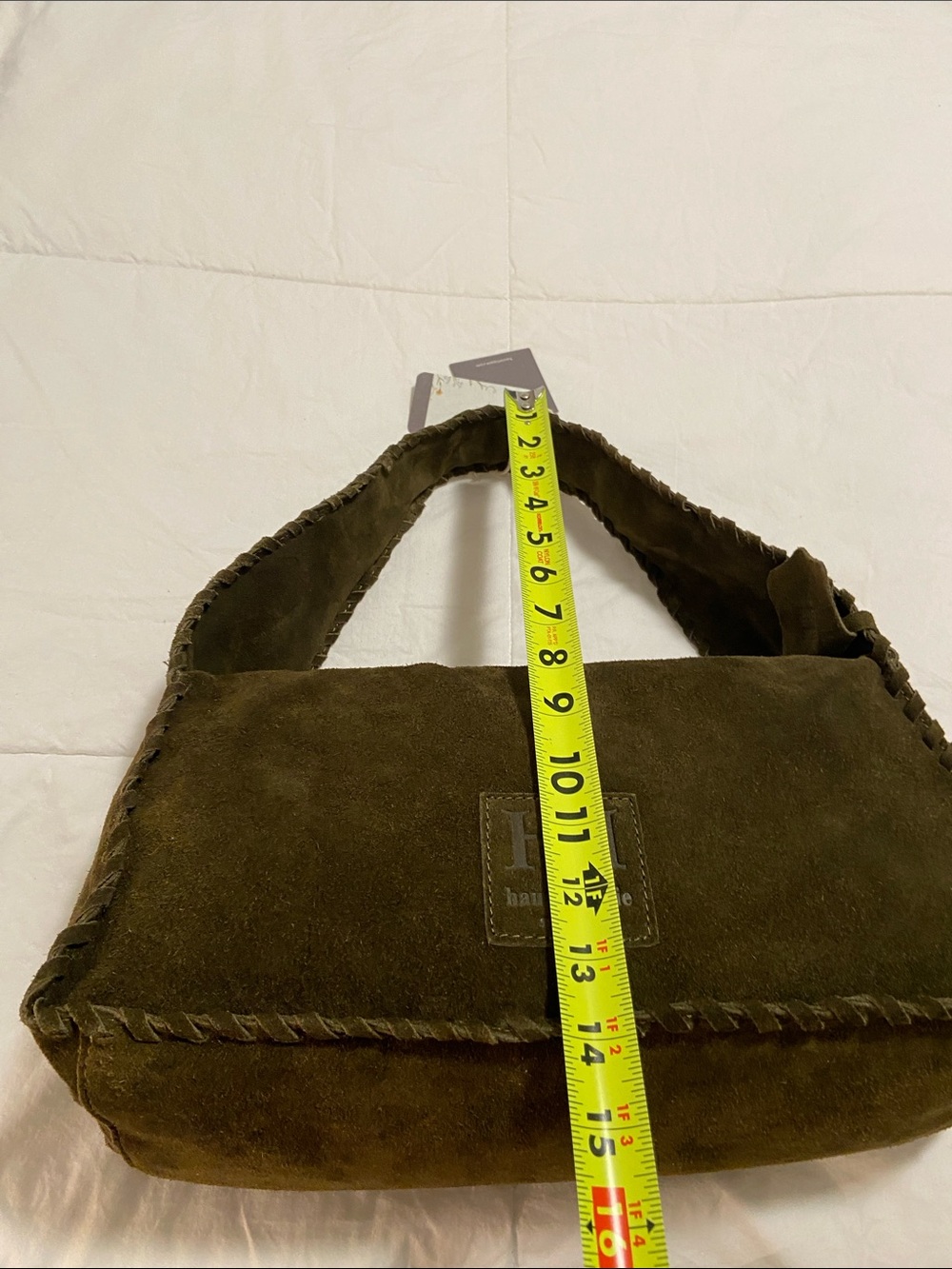 Haute Hippie Olive Green Braided Suede Hobo Shoulder Bag - Picture 10 of 15